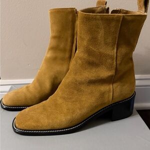 Everlane Mustard Suede Heeled Boots